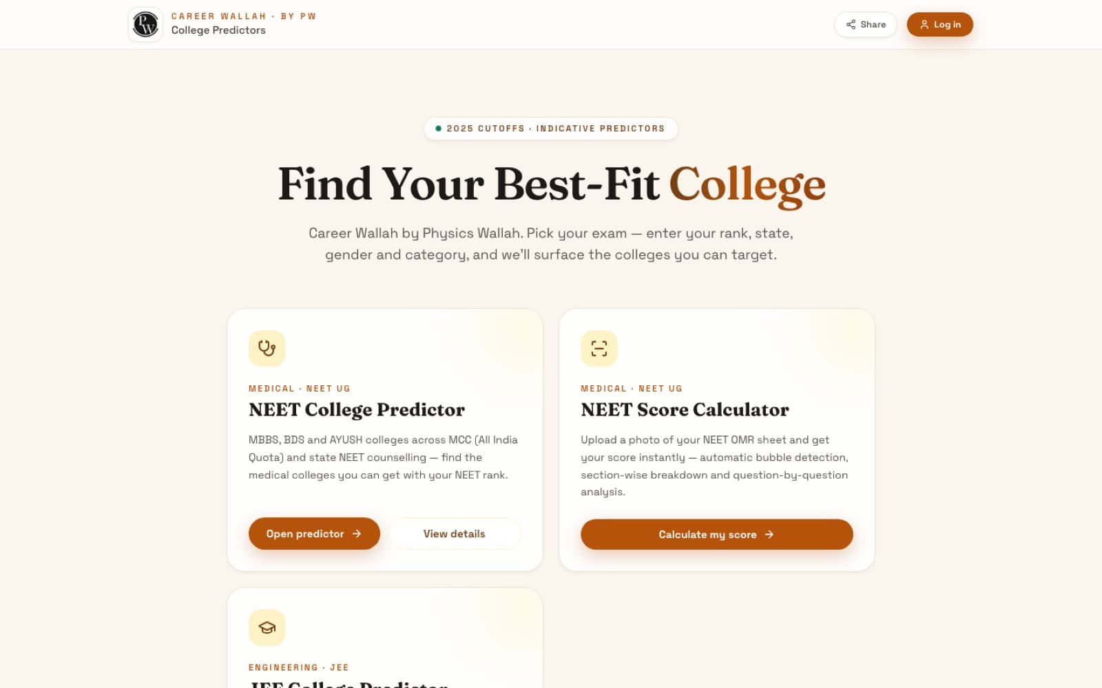 careerwallah.pw.live — predictors hub