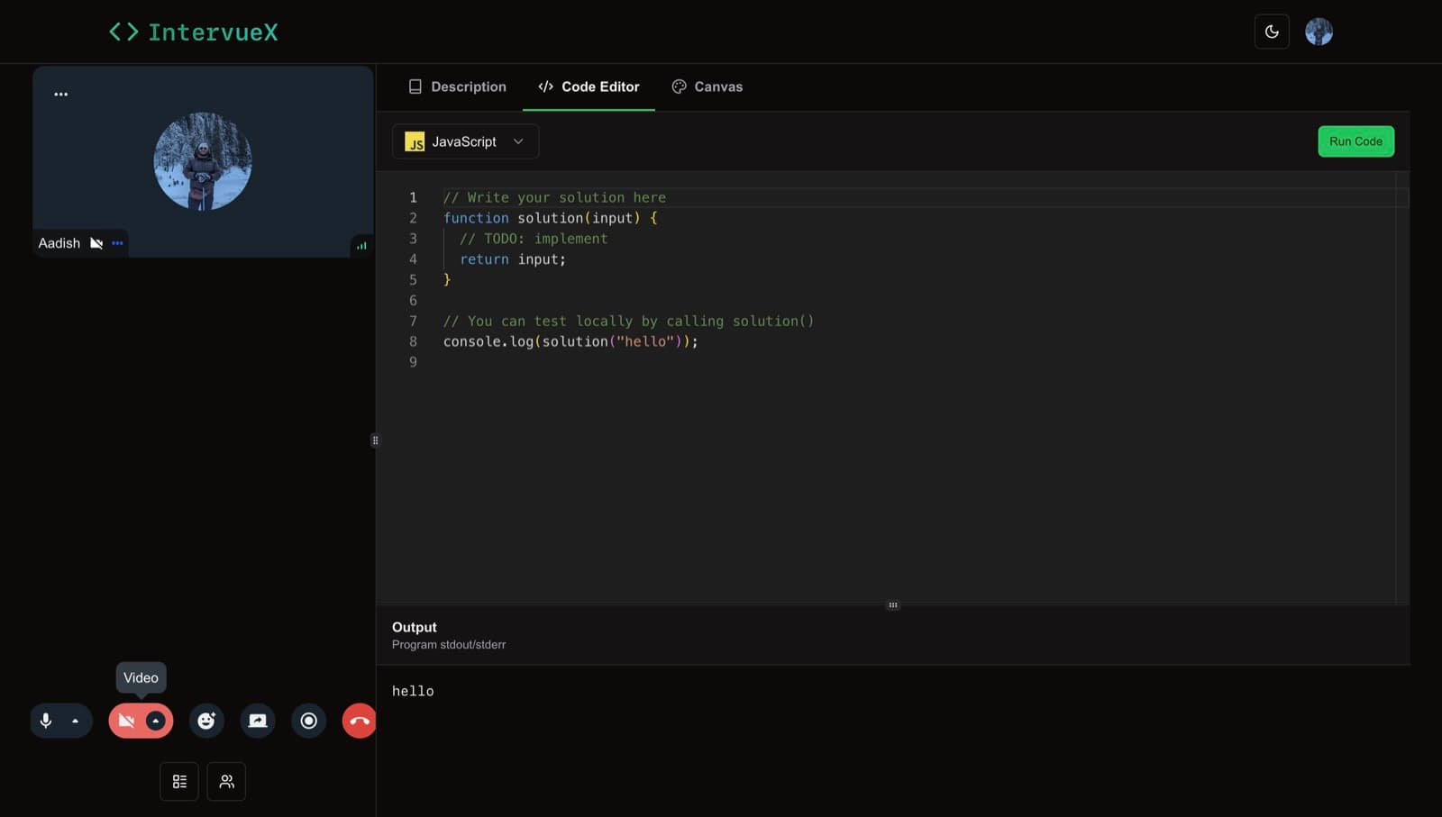 live meeting — video + synced editor