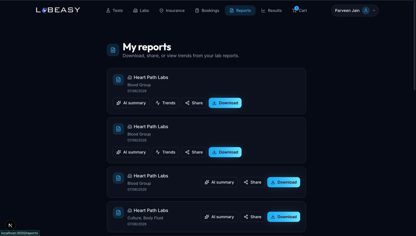 report with Gemini summary