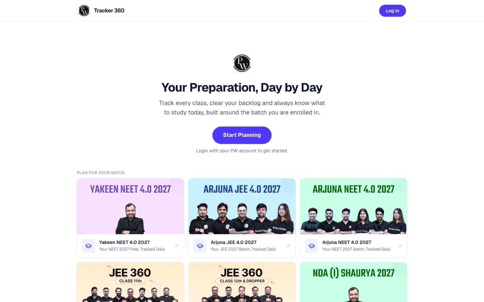 tracker360.pw.live — pick your batch